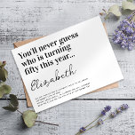 Funny Typography 50th Birthday Party Invitation<br><div class="desc">🎉🎂 Invite friends and family to celebrate a 50th birthday with this funny typography birthday party invitation. The text reads "You'll never guess who is turning fifty this year... "</div>