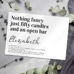 Funny Typography 50th Birthday Party Invitation<br><div class="desc">🎉🎂 Invite friends and family to celebrate a 50th birthday with this funny typography birthday party invitation. The text reads "Nothing fancy just fifty candles and an open bar"</div>