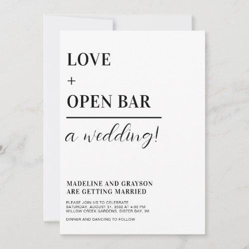 Funny Typography Black White Casual Wedding Invitation