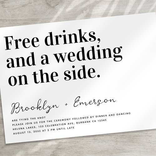Funny Typography Black White Wedding Invitation