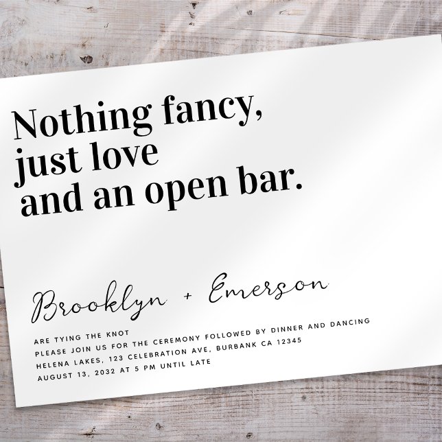 Funny Typography Black White Wedding Invitation (Creator Uploaded)