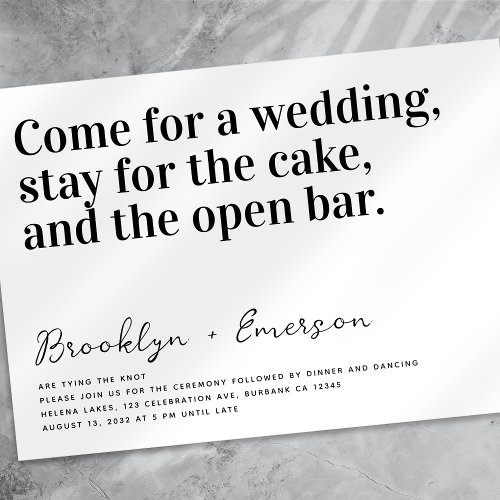 Funny Typography Black White Wedding Invitation