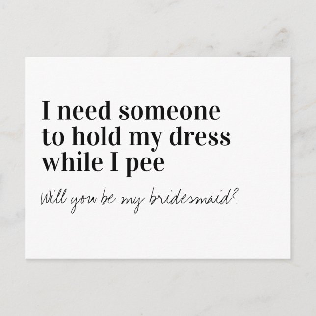 Funny Typography Bridesmaid Proposal Announcement Postcard (Front)