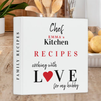 Funny typography family personalized cookbook 3 ring binder