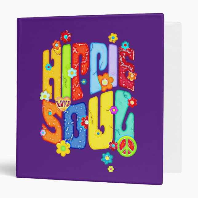 Funny Typography - HIPPIE SOUL 1 3 Ring Binder (Front/Inside)