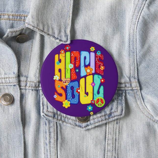 Funny Typography - HIPPIE SOUL 1 Button (In Situ)