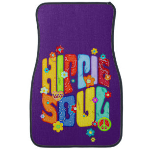 Funny Typography - HIPPIE SOUL 1 Car Floor Mat
