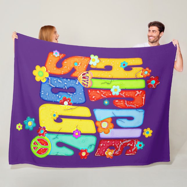 Funny Typography - HIPPIE SOUL 1 Fleece Blanket (In Situ)