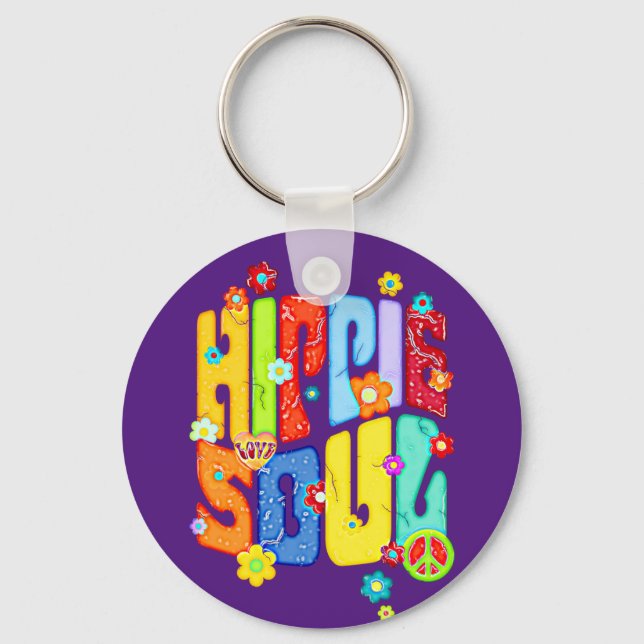 Funny Typography - HIPPIE SOUL 1 Keychain (Front)