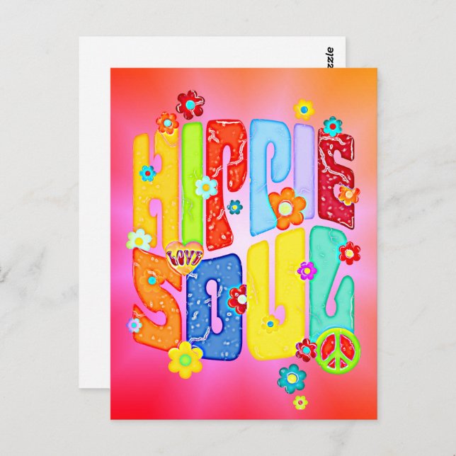 Funny Typography - HIPPIE SOUL 1 Postcard (Front/Back)