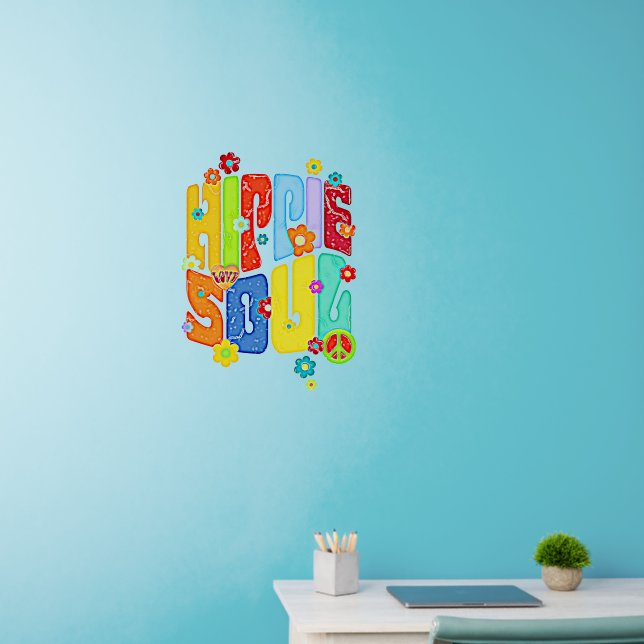 Funny Typography - HIPPIE SOUL 1 Wall Decal (Home Office)