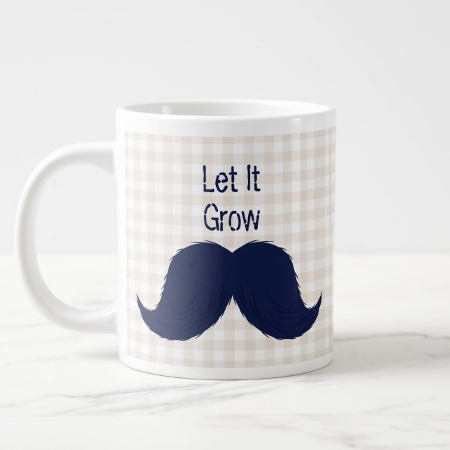 Funny typography mustache giant coffee mug (Left)