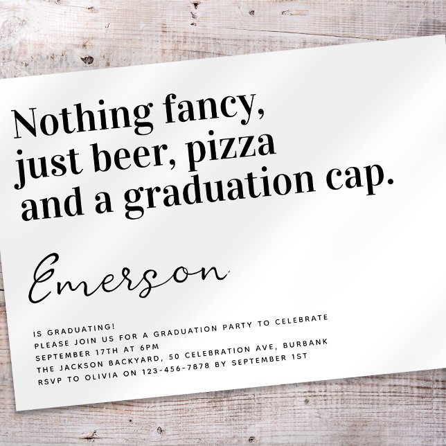 Funny Typography Nothing Fancy Grad Party Invitation (Creator Uploaded)