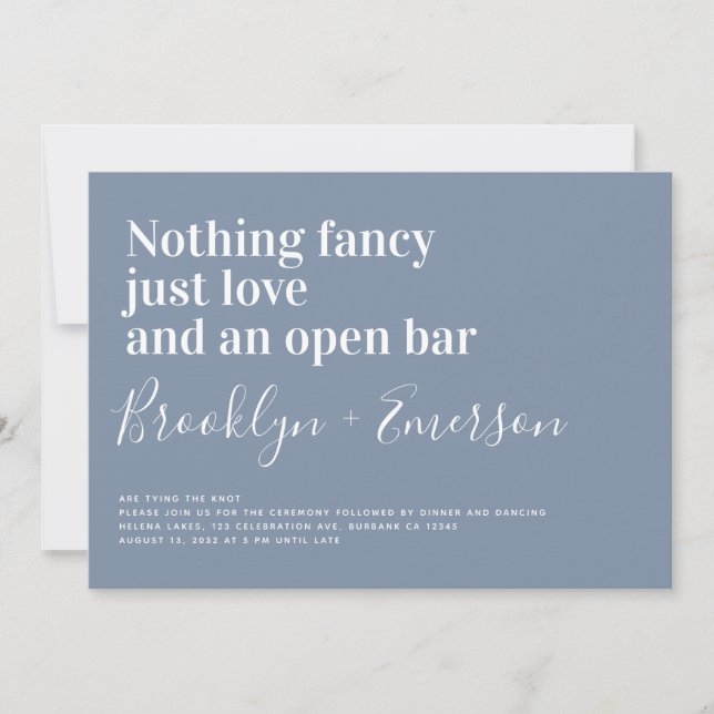 Funny Typography Nothing Fancy Wedding Invitation (Front)