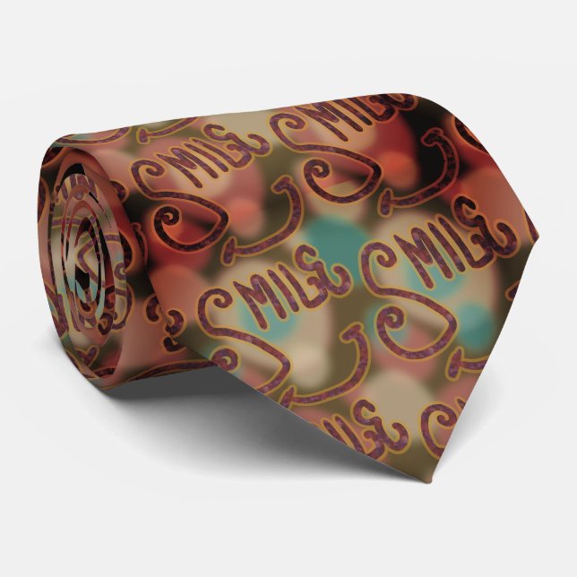 funny typography pattern neck tie (Rolled)