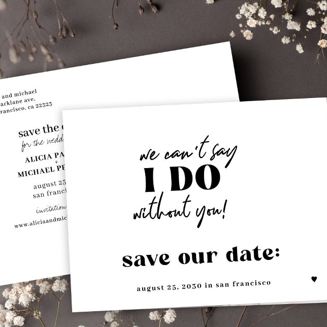 Funny typography quote wedding save the date announcement postcard (Creator Uploaded)