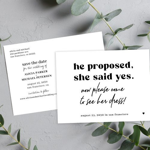 Funny typography quote wedding save the date announcement postcard