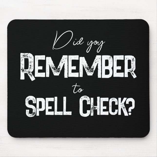 Funny typography simple black & white Mouse Pad (Front)