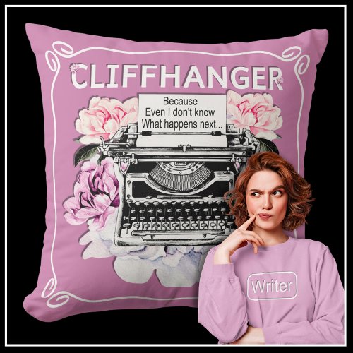 Funny Typography Writers Gift Girly Pink Floral   Throw Pillow