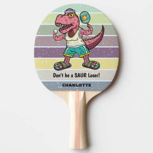 Funny Tyrannosaurus Rex Pink T_Rex Retro Custom Ping Pong Paddle