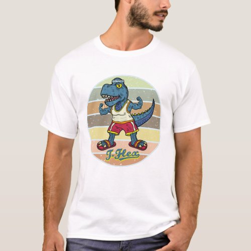 Funny Tyrannosaurus Rex T_Flex Workout Retro Cool T_Shirt