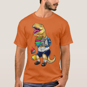 Funny Tyrannosaurus Rex With Books  School  T-Shirt