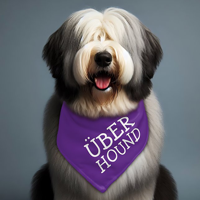 Funny Uber Hound Pet Bandana Collar (Old English Sheepdog Uber Hound Bandana Cover Photo (close cropped))