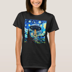 Funny UFO Abduction Alien Starry Night Art Out of T-Shirt