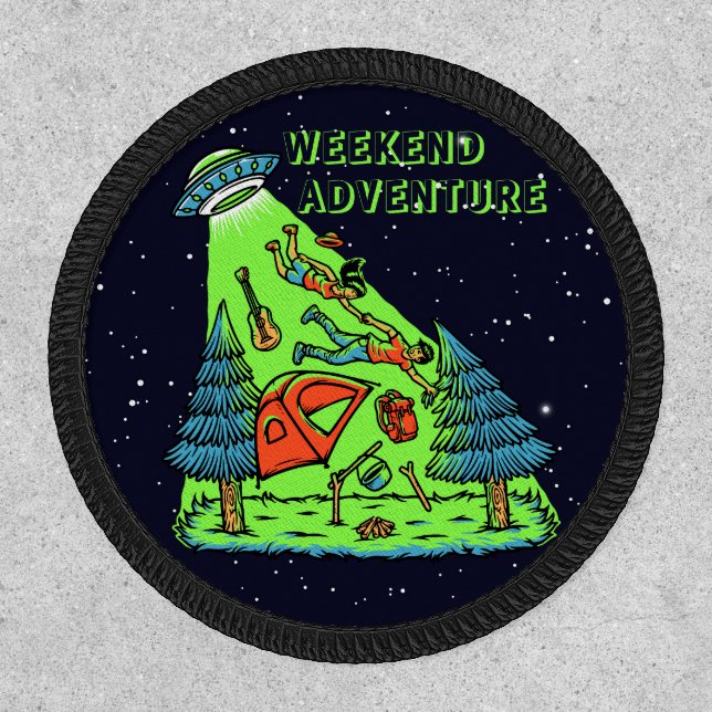 Funny UFO Alien Abduction Weekend Camping Adventur Patch (Front)
