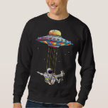Funny UFO Alien Astronaut Skateboarding Space Scie Sweatshirt