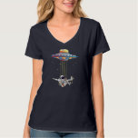 Funny UFO Alien Astronaut Skateboarding Space Scie T-Shirt