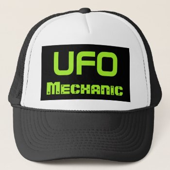 Funny Ufo Alien Men's Mechanic Hat Gift by arthoot at Zazzle