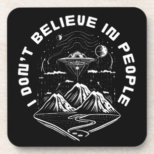 Funny UFO Aliens People Quote Beverage Coaster