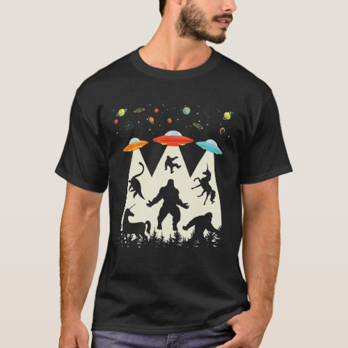 Funny UFO Dinosaur Unicorn Bigfoot Vintage Alien A T_Shirt