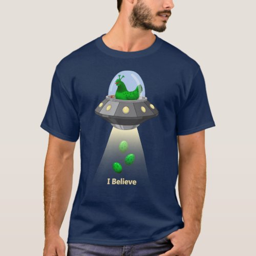 Funny UFO Green Chicken Egg Alien Abduction T_Shirt