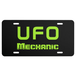 Funny UFO Mechanic License Plate Gift