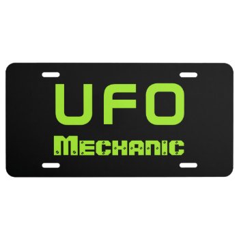 Funny Ufo Mechanic License Plate Gift by arthoot at Zazzle