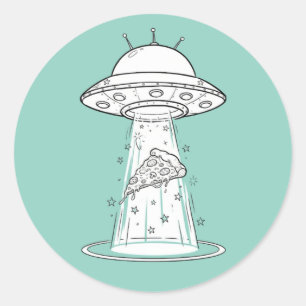 Funny UFO Pizza Snatchers Sticker - Custom Gift