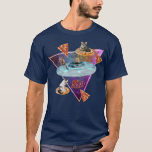 Funny UFO Space Pizza Galaxy Cat Premium  T-Shirt