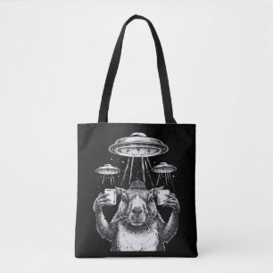 Funny UFOs Weird Capybara UFOs Humor Tote Bag