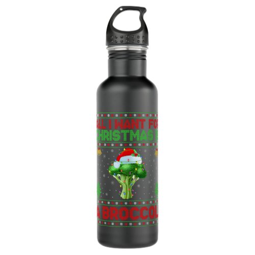 Funny Ugly All I Want For Christmas Is A Broccoli Stainless Steel Water Bottle