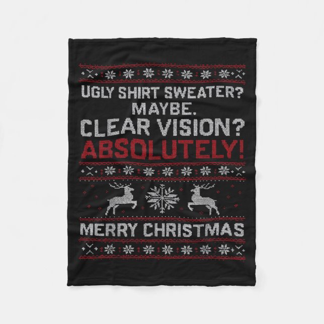 Funny Ugly Christmas Cataract Sweater Grandpa Gran Fleece Blanket (Front)