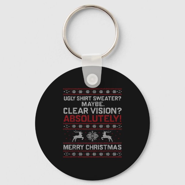 Funny Ugly Christmas Cataract Sweater Grandpa Gran Keychain (Front)