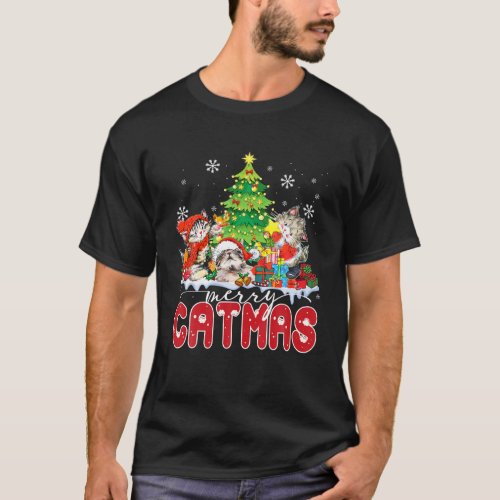 Funny Ugly Christmas Catmas Kitten Owners Santa Ha T_Shirt