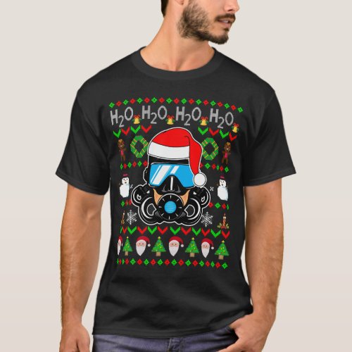 Funny Ugly Christmas Diving H2O H2O H2O Pun Scuba T_Shirt