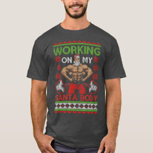 Funny Ugly Christmas Gym Weightlifting Working on T-Shirt
