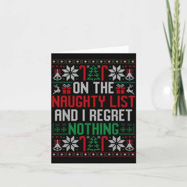 Funny Ugly Christmas I Regret Nothing Xmas Gift  Card (Front)
