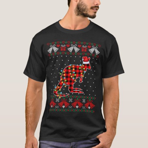 Funny Ugly Christmas Kangaroo Animals Buffalo Red  T_Shirt