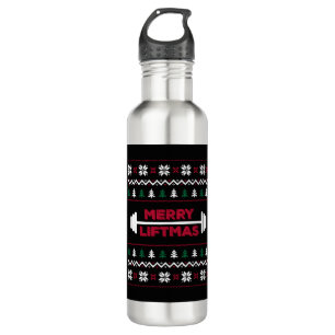 Funny Ugly christmas lifting gym graphic - Stainless Steel Water Bottle