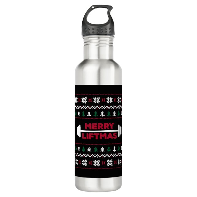 Funny Ugly christmas lifting gym graphic - Stainless Steel Water Bottle (Front)
